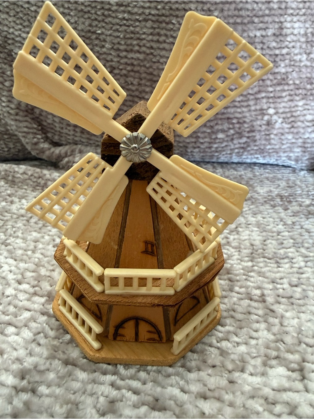 Vintage Handmade Wood Windmill W Plastic Blades 1970 Holland